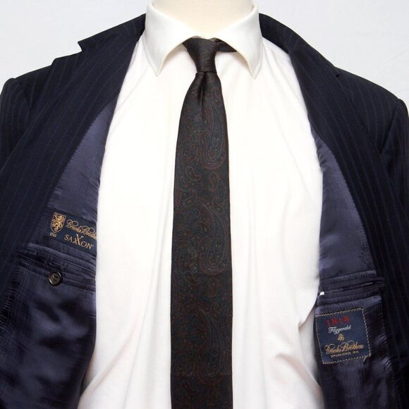 Brooks Brothers Men's‎ Sportcoat Jacket Wool Blazer 46R Made Italy Navy Striped - Picture 9 of 14